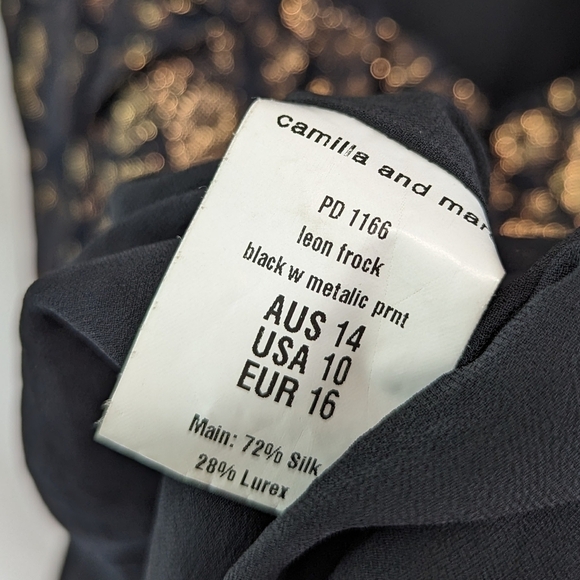 CAMILLA AND MARC Dress Womens 10 Scoop Back Ruffle Leopard Leon Frock Metallic - Picture 10 of 12